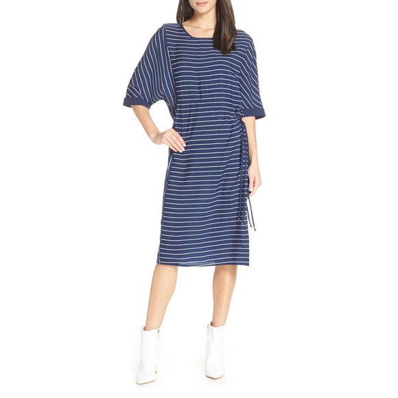 CAARA Lorna Stripe Adjustable Waist Midi Dress - Picture 1 of 8
